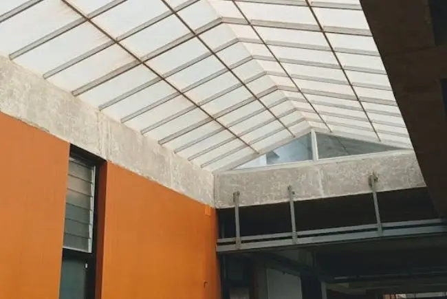 natural light flowing through glass roof