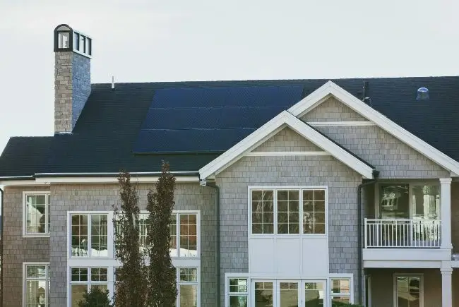house with solar roofing