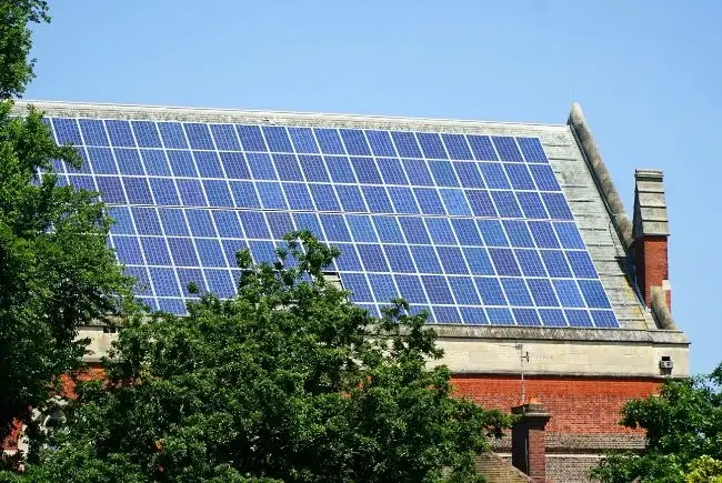 residential building with solar roof