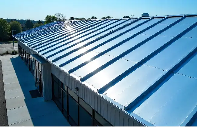 close up of a commercial metal roof