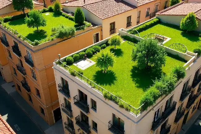 commercial buildings with green roofs