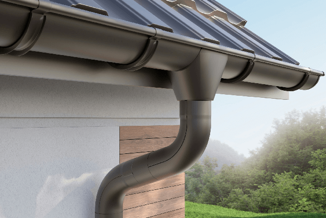 close up of gutters and downspout