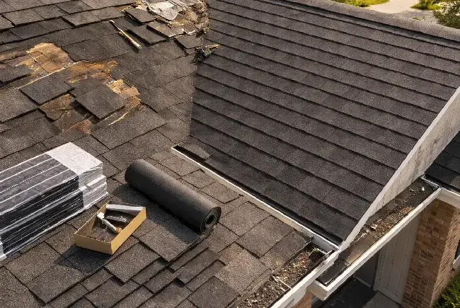 damaged roof ready for repair