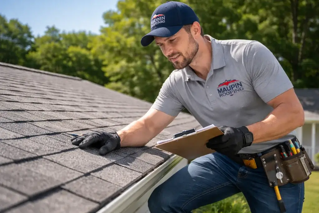 roofer inspect residential asphalt shingle roof