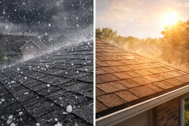 split screen of different weather conditions